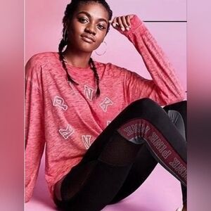 Victoria Secret Pink Distressed Long Sleeve Campus Tee
